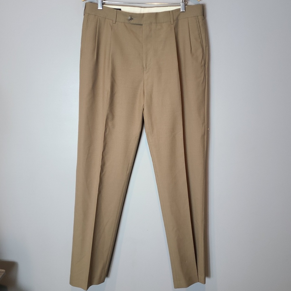 Lands End Pants Mens Trousers Traditional Fit 36x35 Brown Wool Career